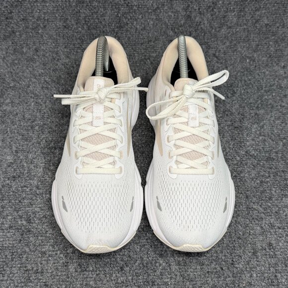 Brooks Ghost 15 Running Shoe Womens Size 8.5 White Tan Athletic Training Sneaker - Picture 3 of 12
